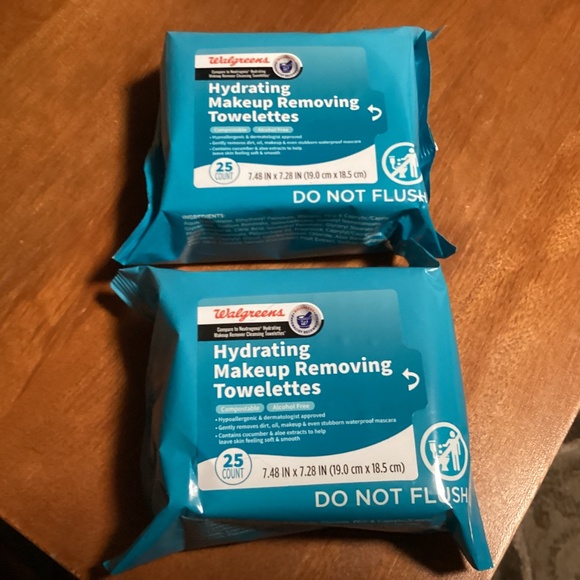 Walgreens Hydrating Makeup Removing Towelettes for sale 25 count each pack NEW - Picture 2 of 5